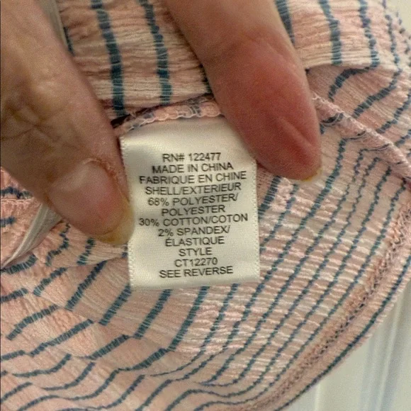NSR Pink and Light Blue Striped Blouse off and on Shoulder - Picture 4 of 9
